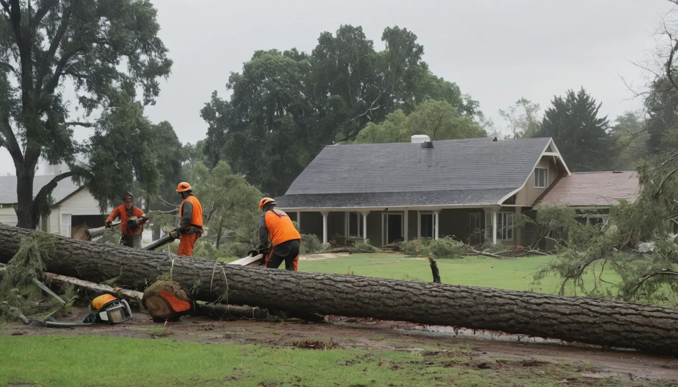 Independent tree provider clearing a storm-fallen tree near a house in Madison